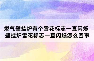 燃气壁挂炉有个雪花标志一直闪烁 壁挂炉雪花标志一直闪烁怎么回事